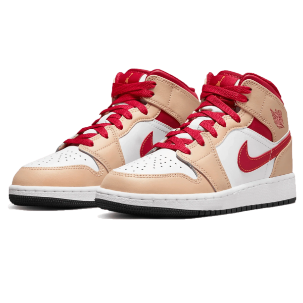 Air Jordan 1 Mid 'Light Curry Cardinal Red'